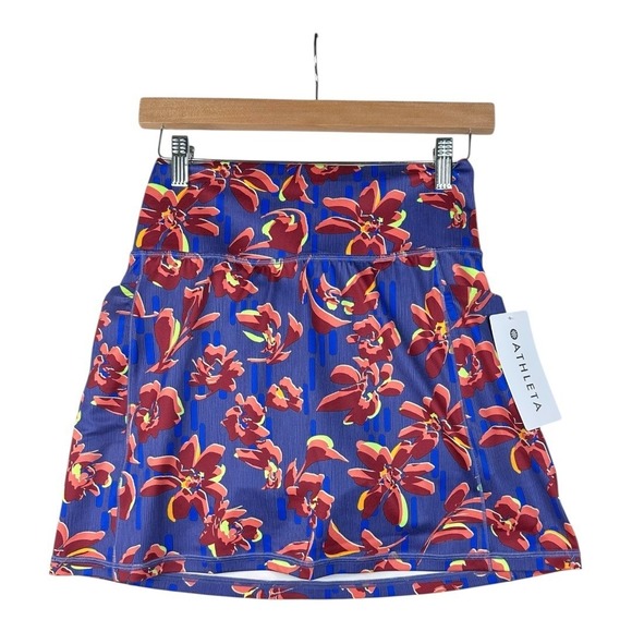 Athleta Pants - New Athleta Salutation Stash  16.5" Floral‎ Print Skort size XS Blue/Red